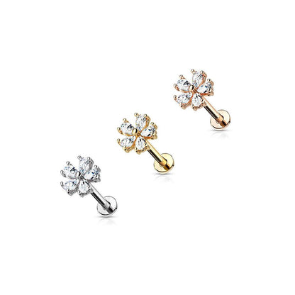 Ohrstecker mit "Flower Top" mit Zirkonia Steinen (Chirurgenstahl 316L) (9123572023624)