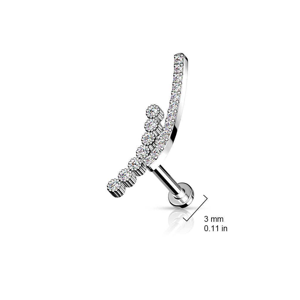 Ohrpiercing "Double Lined" mit Zirkonia Steinen (Chirurgenstahl 316L) (9126269649224)