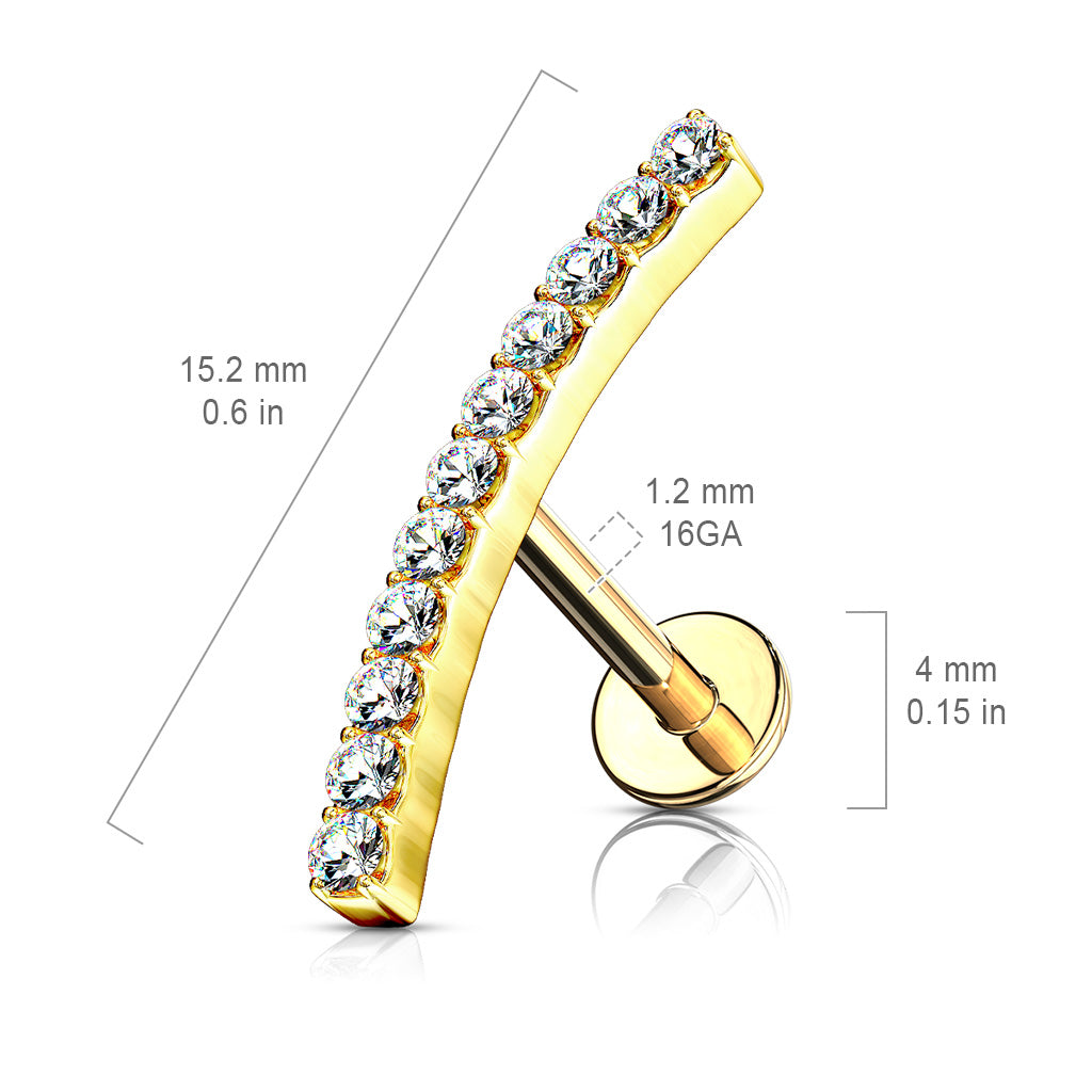 Ohrstecker "Convex Line" vergoldet mit Zirkonia Steinen (Chirurgenstahl 316L) - Royal Skin Jewelry (9125775835464)