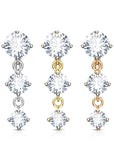 Bauchnabel Piercing mit 3 hängenden runden Zirkonia Kristallen - Chirurgenstahl 316L (9253730648392)