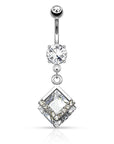 Bauchnabelpiercing mit Diamant geformten Anhänger - Chirurgenstahl 316L (9253798183240)