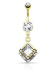 Bauchnabelpiercing mit Diamant geformten Anhänger - Chirurgenstahl 316L (9253798183240)