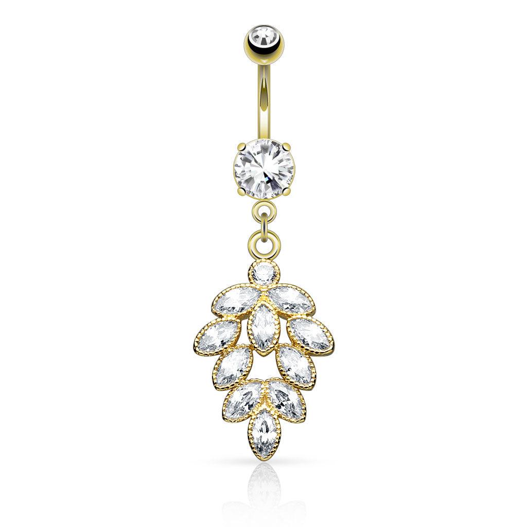 Bauchnabelpiercing mit Zirkonia Kristall Beeren Anhänger (9292600181064)