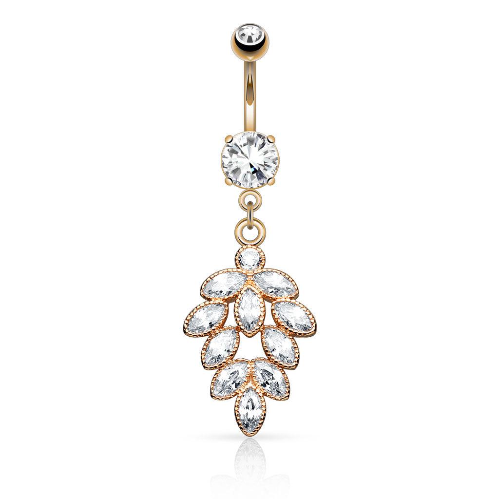 Bauchnabelpiercing mit Zirkonia Kristall Beeren Anhänger (9292600181064)