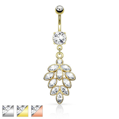 Bauchnabelpiercing mit Zirkonia Kristall Beeren Anhänger (9292600181064)