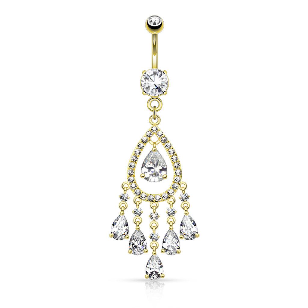 Bauchnabelpiercing Fancy Chandelier und Multi Teardrop Design (9292612501832)