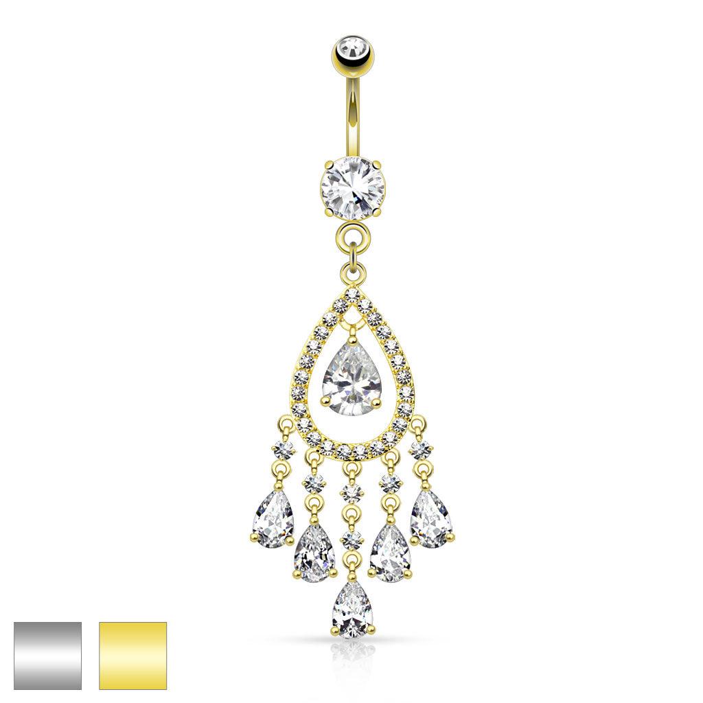 Bauchnabelpiercing Fancy Chandelier und Multi Teardrop Design (9292612501832)
