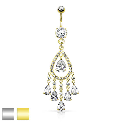 Bauchnabelpiercing Fancy Chandelier und Multi Teardrop Design (9292612501832)