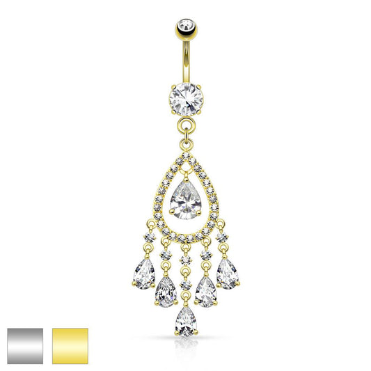 Bauchnabelpiercing Fancy Chandelier und Multi Teardrop Design (9292612501832)