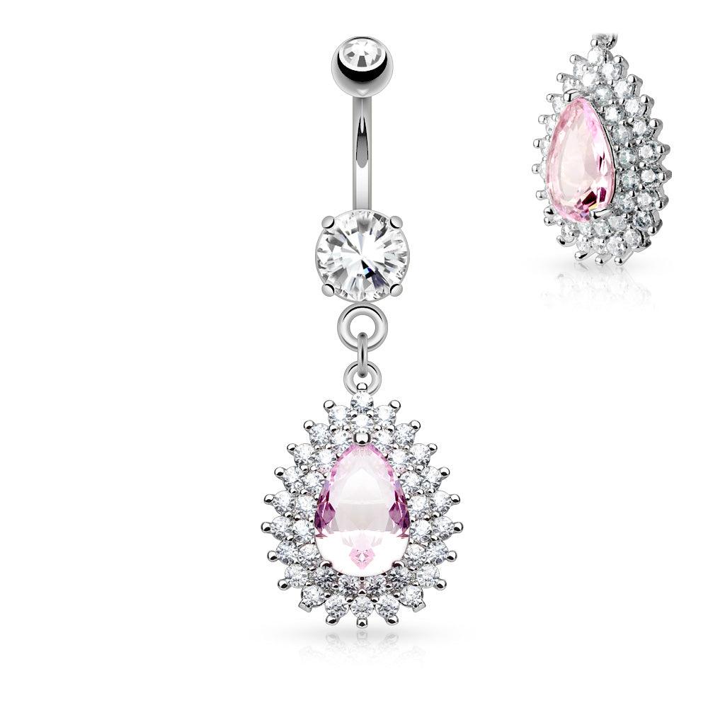 Bauchnabelpiercing mit eingefassten Kristallen und zentrierten Zirkonia (9292638093640)