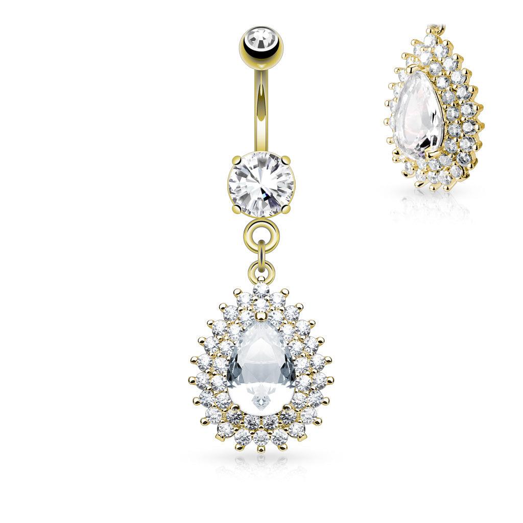 Bauchnabelpiercing mit eingefassten Kristallen und zentrierten Zirkonia (9292638093640)