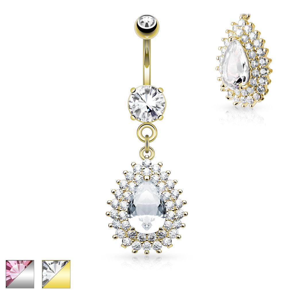 Bauchnabelpiercing mit eingefassten Kristallen und zentrierten Zirkonia (9292638093640)