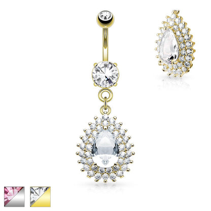 Bauchnabelpiercing mit eingefassten Kristallen und zentrierten Zirkonia (9292638093640)