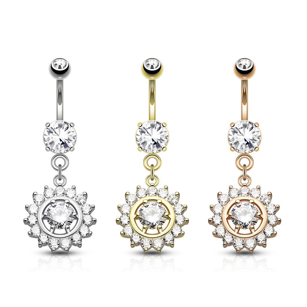 Bauchnabelpiercing mit eingefassten Zirkonia Kristallen Claw Set (9292648808776)