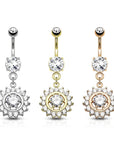 Bauchnabelpiercing mit eingefassten Zirkonia Kristallen Claw Set (9292648808776)