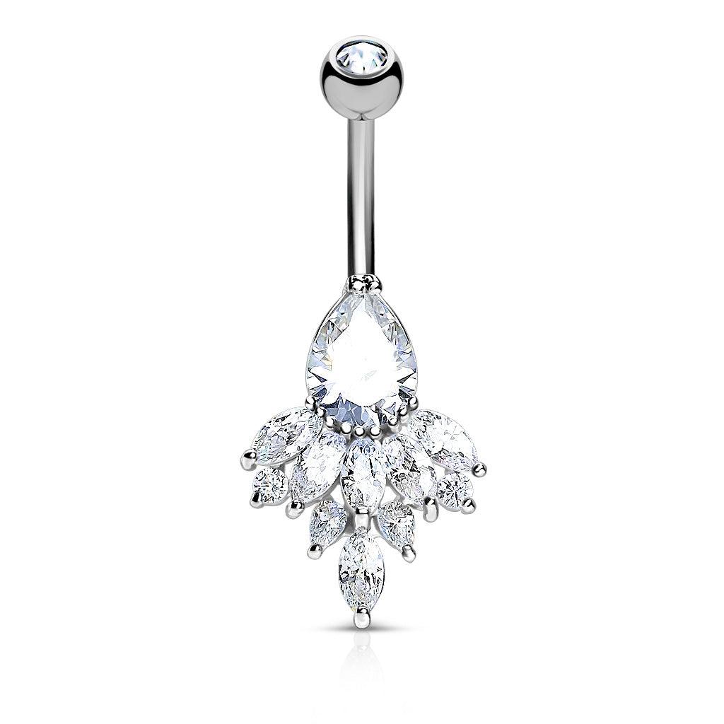 Vergoldetes Chirurgenstahl Bauchnabelpiercing "Golden Radiance" mit Zirkonia Kristallen (9187066609992)