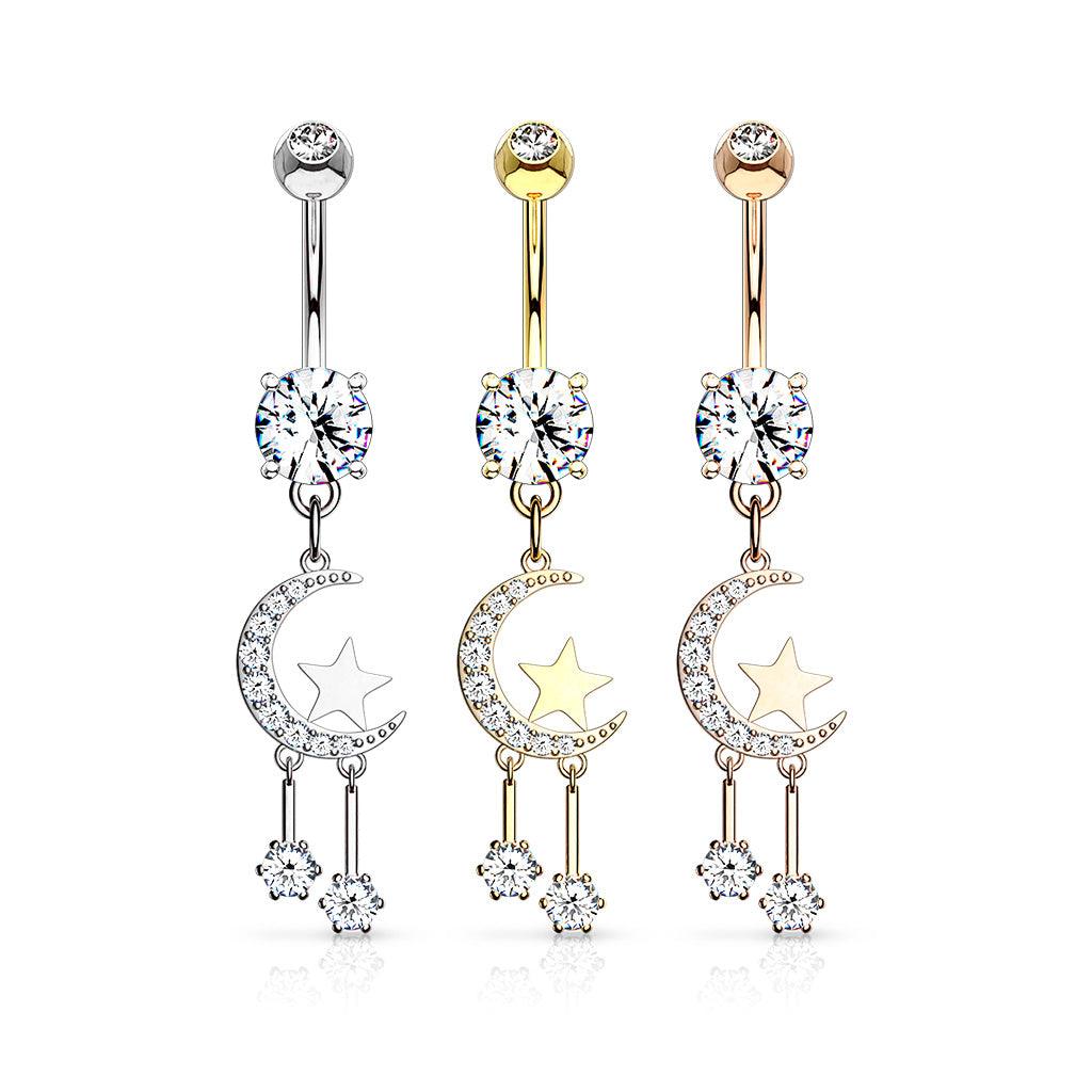 Bauchnabelstecker &quot;Night Dreams&quot; mit Zirkonia Kristallen (9307727888712)