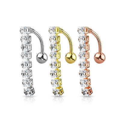 Bauchnabelpiercing 8 Quadrate Top Drop Anhänger mit Zirkonia Kristallen (9307715338568)