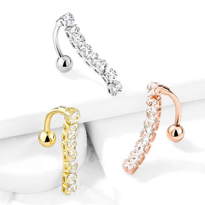 Bauchnabelpiercing 8 Quadrate Top Drop Anhänger mit Zirkonia Kristallen (9307715338568)