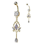Bauchnabelstecker "Stellar Arch" vergoldet mit Zirkonia Steinen (Chirurgenstahl 316L) - Royal Skin Jewelry (9121960362312)