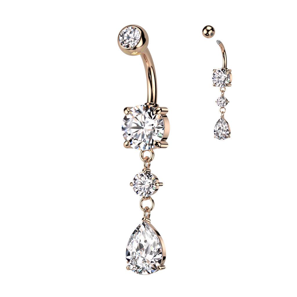 Bauchnabelpiercing mit Zirkonia Stein Tropfen Anhänger (9301357953352)