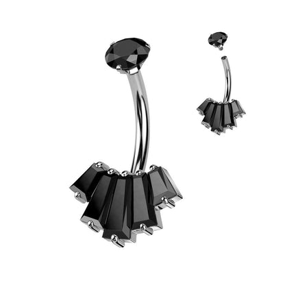 Bauchnabelpiercing "Emeralds" mit Zirkonia (Chirurgenstahl 316L) (9122085601608)