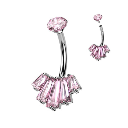 Bauchnabelpiercing "Emeralds" mit Zirkonia (Chirurgenstahl 316L) (9122085601608)