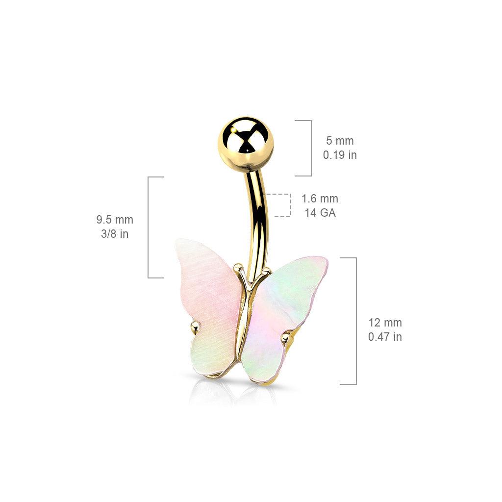 Bauchnabelpiercing Schmetterling Motiv mit Muschel Schale (9301302837576)