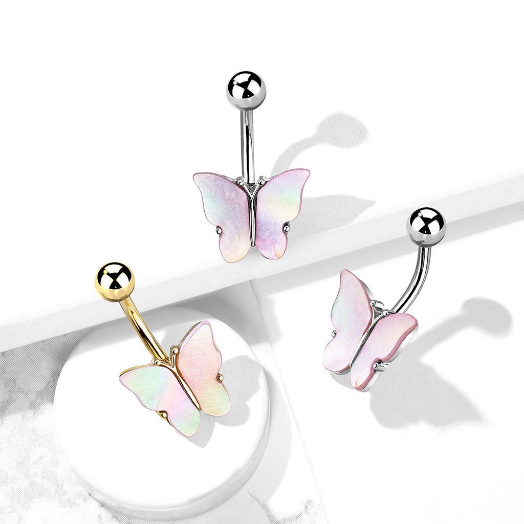 Bauchnabelpiercing Schmetterling Motiv mit Muschel Schale (9301302837576)