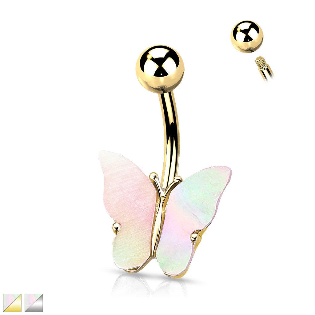 Bauchnabelpiercing Schmetterling Motiv mit Muschel Schale (9301302837576)