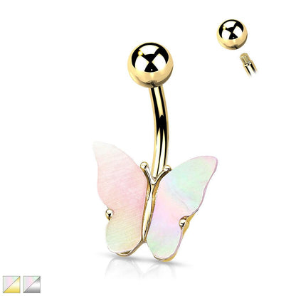Bauchnabelpiercing Schmetterling Motiv mit Muschel Schale (9301302837576)