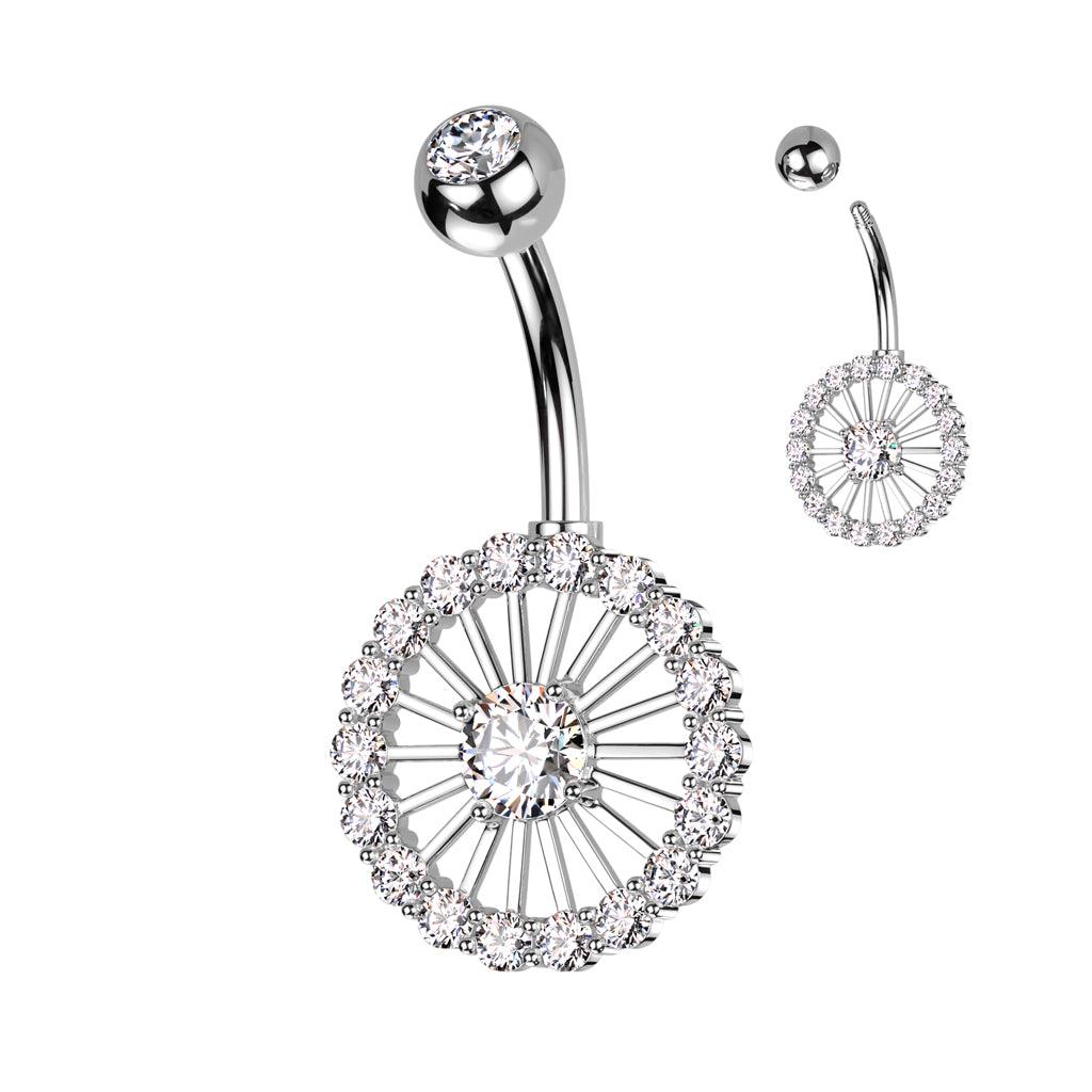 Bauchnabelpiercing "Radiant Wheel" mit Zirkonia (Chirurgenstahl 316L) - Royal Skin Jewelry (9123468771656)
