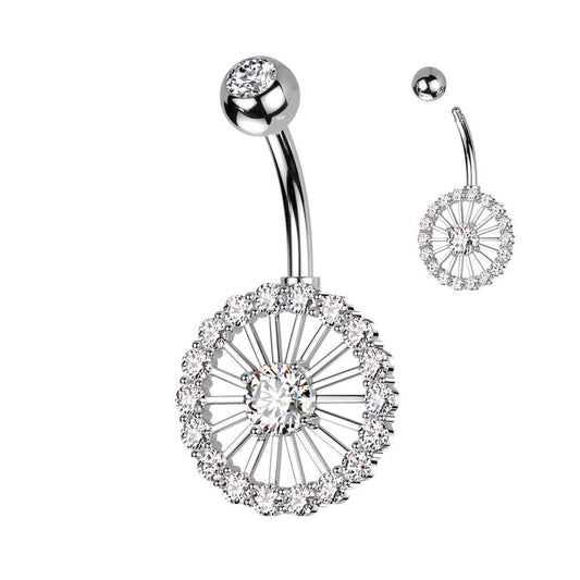 Bauchnabelpiercing "Radiant Wheel" mit Zirkonia (Chirurgenstahl 316L) - Royal Skin Jewelry (9123468771656)