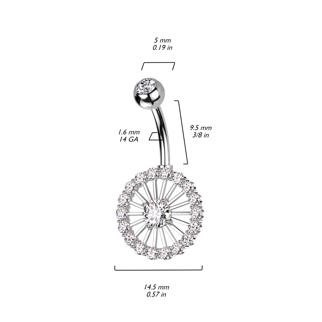 Bauchnabelpiercing "Radiant Wheel" mit Zirkonia (Chirurgenstahl 316L) - Royal Skin Jewelry (9123468771656)