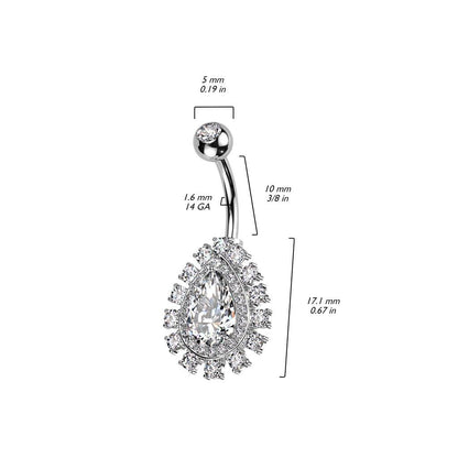 Bauchnabelstecker "Crystal Teardrop" mit Zirkonia Steinen (Chirurgenstahl 316L) - Royal Skin Jewelry (9123515302216)