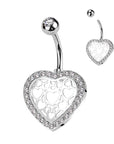 Bauchnabelpiercing mit Herz Motiv und Gitter mit eingefassten Zirkonia Kristallen (9301288321352)
