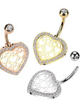 Bauchnabelpiercing mit Herz Motiv und Gitter mit eingefassten Zirkonia Kristallen (9301288321352)