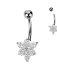 TITAN Bauchnabelpiercing Blüten Motiv mit eingefassten Marquise Zirkonia Kristallen (9298235785544)