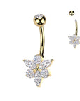 TITAN Bauchnabelpiercing Blüten Motiv mit eingefassten Marquise Zirkonia Kristallen (9298235785544)