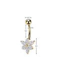 TITAN Bauchnabelpiercing Blüten Motiv mit eingefassten Marquise Zirkonia Kristallen (9298235785544)