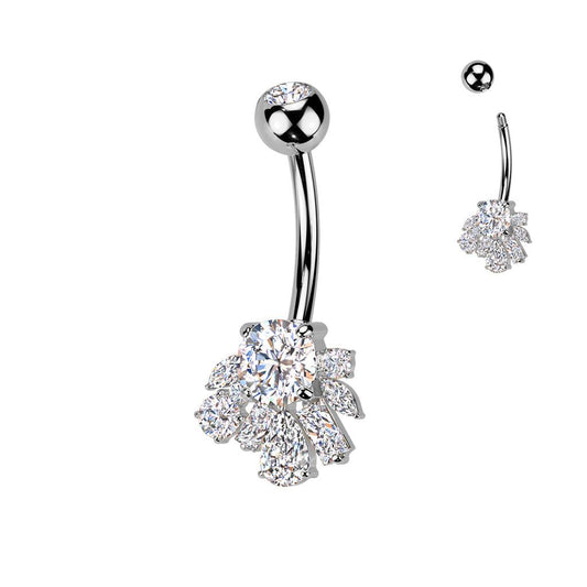 TITAN Bauchnabelpiercing mit eingefassten Zirkonia Kristallen (9298233393480)