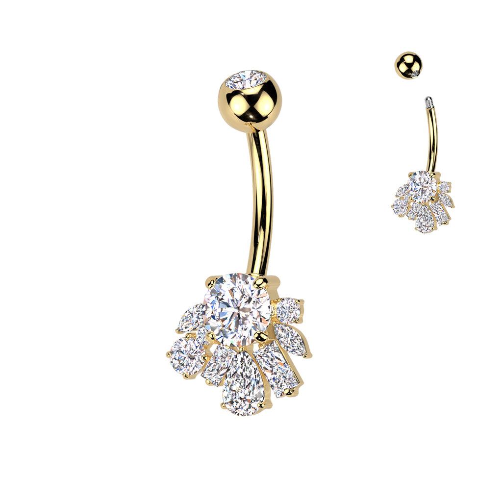 TITAN Bauchnabelpiercing mit eingefassten Zirkonia Kristallen (9298233393480)