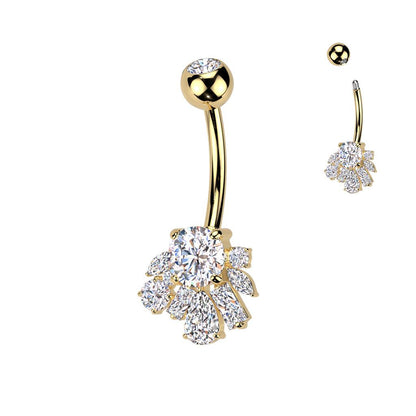 TITAN Bauchnabelpiercing mit eingefassten Zirkonia Kristallen (9298233393480)