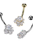 TITAN Bauchnabelpiercing mit eingefassten Zirkonia Kristallen (9298233393480)