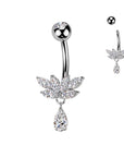 TITAN Bauchnabelpiercing mit Marquise Zirkonia Kristallen und Teardrop Anhänger (9298198757704)