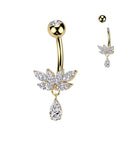 TITAN Bauchnabelpiercing mit Marquise Zirkonia Kristallen und Teardrop Anhänger (9298198757704)