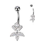 TITAN Bauchnabelpiercing mit Quadrat Zirkinoa Kristall und Marquise Fächer Anhänger (9298194104648)