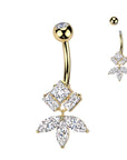 TITAN Bauchnabelpiercing mit Quadrat Zirkinoa Kristall und Marquise Fächer Anhänger (9298194104648)