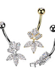 TITAN Bauchnabelpiercing mit Quadrat Zirkinoa Kristall und Marquise Fächer Anhänger (9298194104648)