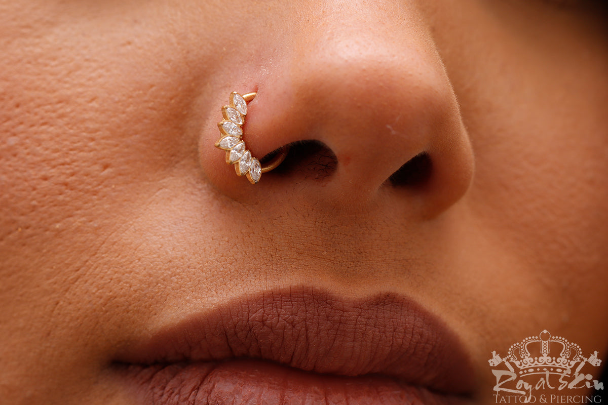 Nostril Nasen Piercing Ring mit Kristallen Segmentclicker